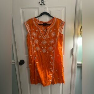 NWT Madison Matthews Orange Embroidered Dress sz L